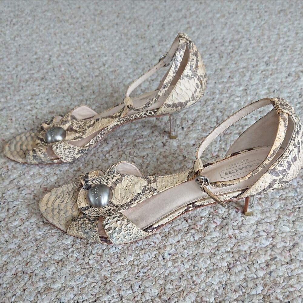 Coach Hellena Snake Python Sandals Size 8.5b - image 2